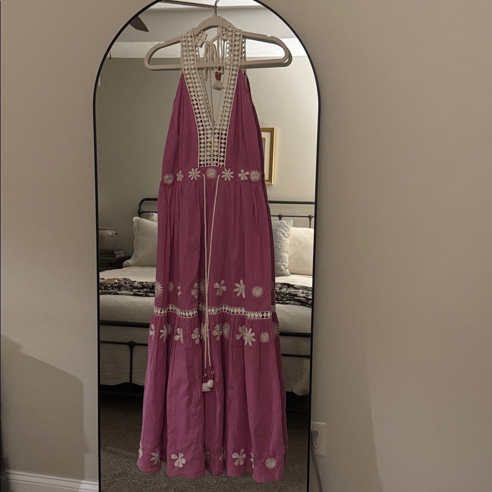 Z&L Magenta Cotton Beach Resort Dress